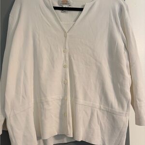 Talbots Ivory Button-Front Lightweight Cardigan